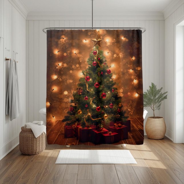 Cortina Para Box Rustic Christmas Tree Shower Curtain (Criador carregado)