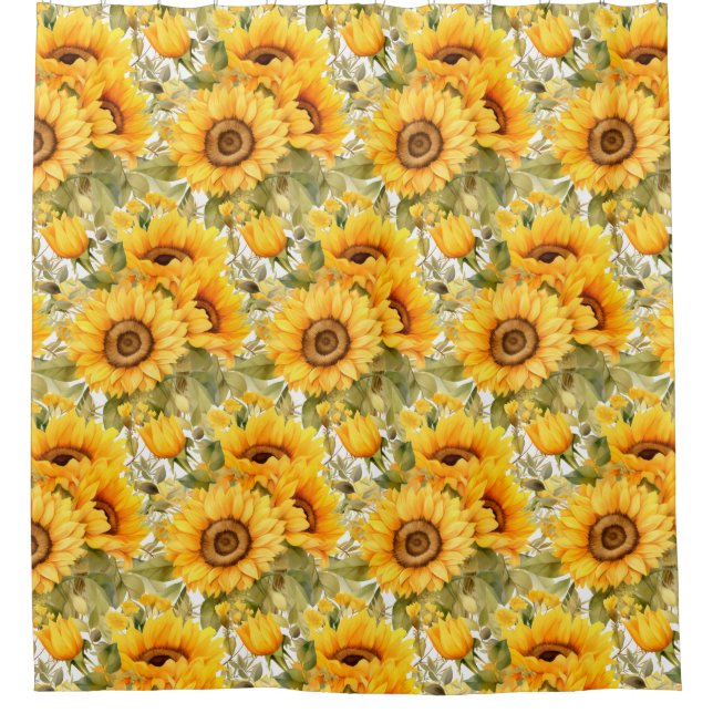Cortina Para Box Rustic Country Americana Sunflower Shower Curtains (Frente)