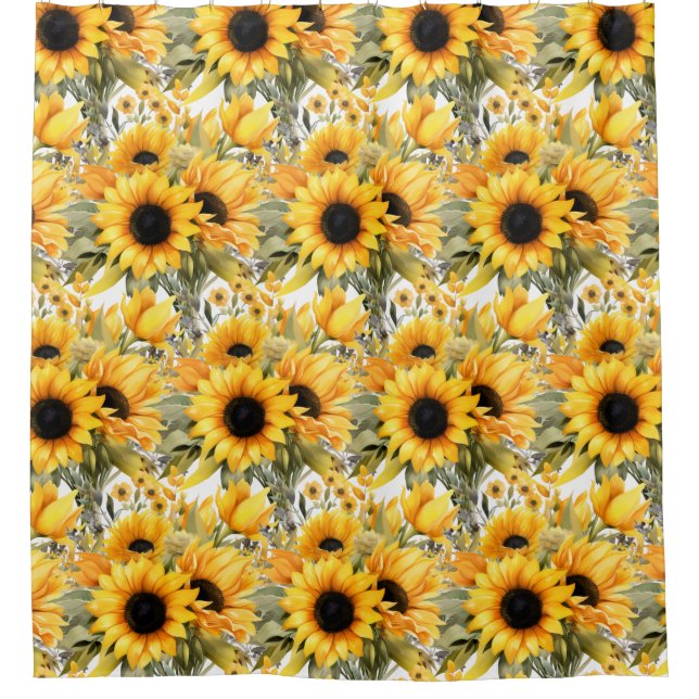 Cortina Para Box Rustic Country Americana Sunflower Shower Curtains (Frente)