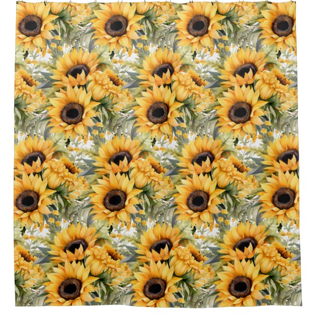 Cortina Para Box Rustic Country Americana Sunflower Shower Curtains (Frente)