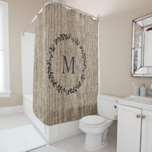 Cortina Para Box Rustic Laurel Wreath Farmhouse Style Monogramas