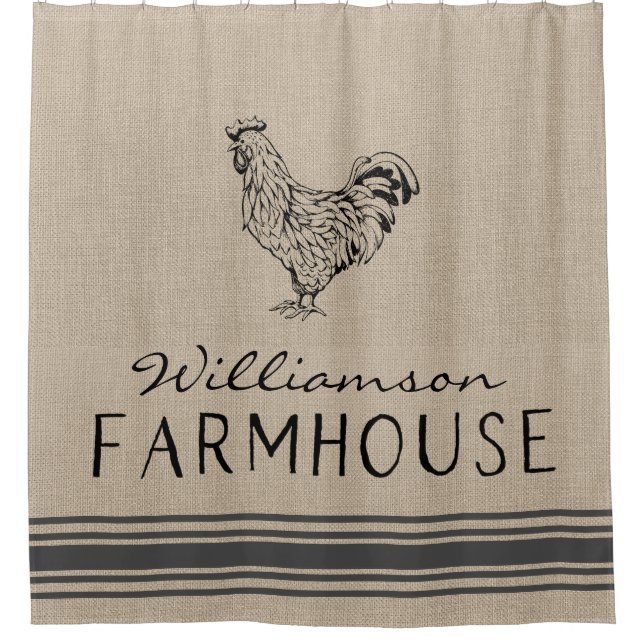 Cortina Para Box Rustic Rooster Farmhouse Style (Frente)