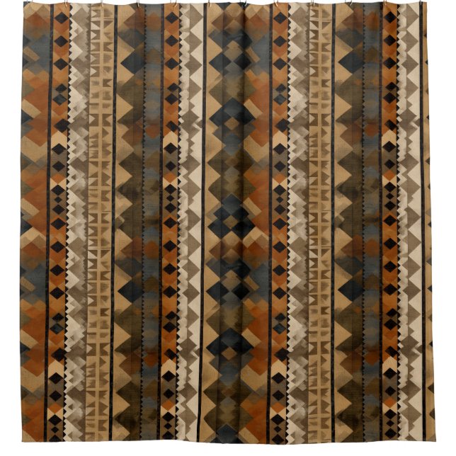 Cortina Para Box Rustic Southwestern Stripe Pattern (6) (Frente)
