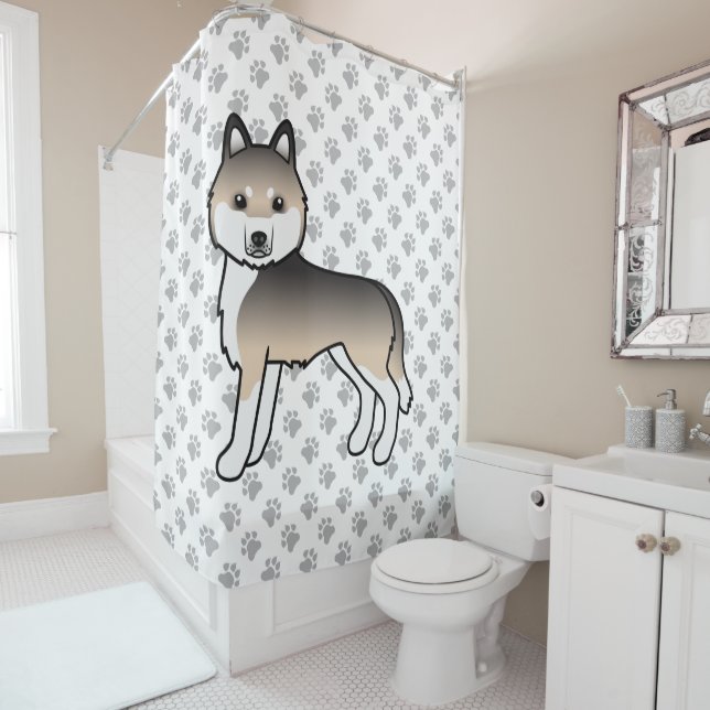 Cortina Para Box Sable Siberian Husky Cute Cartoon Dog (In Situ)