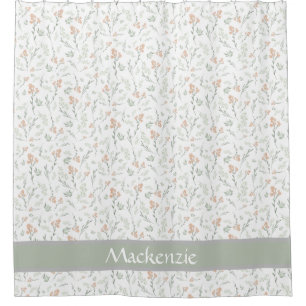 Cortina Para Box Sage Aquarela Flor de Campo Floral Nome Personaliz