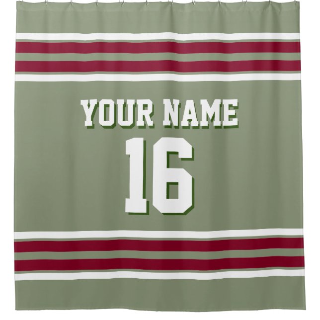 Cortina Para Box Sage Green Burgundy White Strips Sports Jersey (Frente)