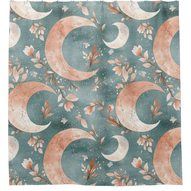 Cortina Para Box Sage Verde Celestial Crescente Floral (Frente)