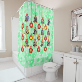 Cortina Para Box Sala de Natal e Ornamentos de Bola 6 Fotos L-Verde