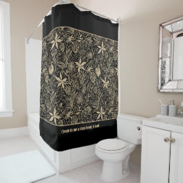 Cortina Para Box Salmo 51 Personalizável Floral Preto Dourado Claro