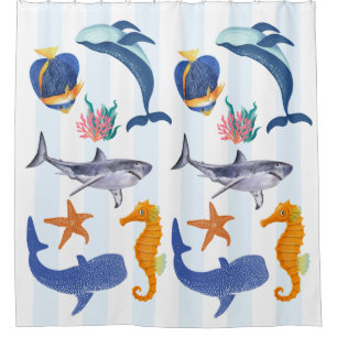 Cortina Para Box Salve nossos mares   Crianças de animais marinhos 