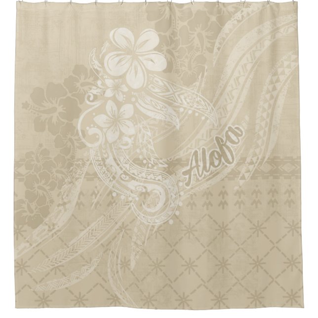 Cortina Para Box Samoan Alofa - Decor de Banho Polinésio (Frente)