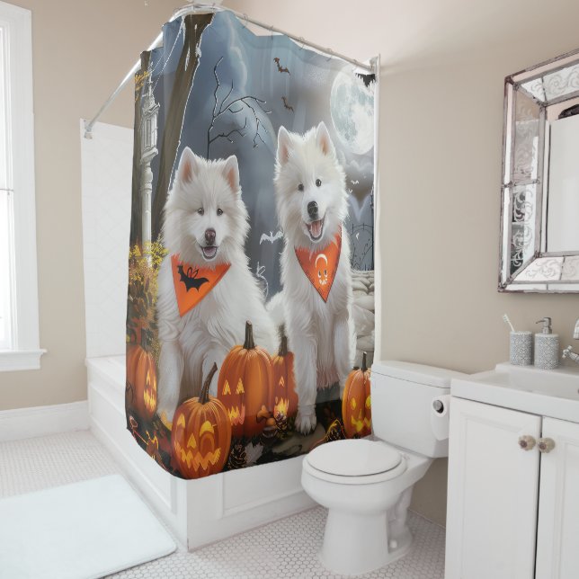 Cortina Para Box Samoyed Halloween Spooky (In Situ)