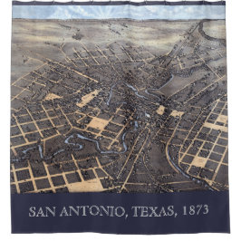 Cortina Para Box San Antonio, Texas, Mapa da Cidade Aérea Antiquada