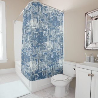 Cortina Para Box San Francisco toile de denim cobalto