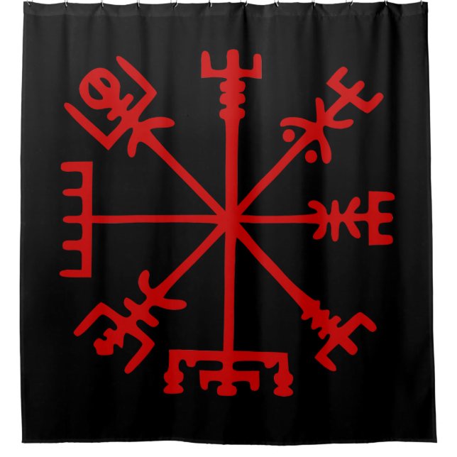 Cortina Para Box Sangue Vegvísir vermelho (compasso de Viking) (Frente)