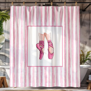 Cortina Para Box Sapatilhas de Ballet Rosa com Listras de Aquarela