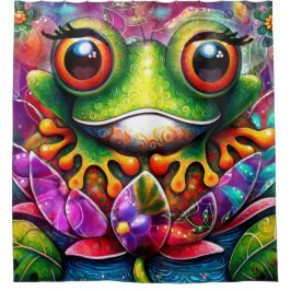 Cortina Para Box Sapo Whimsic Pintura De Abstrato Floral Verde