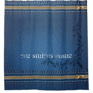 Cortina Para Box Sarja de Nimes pintada Flourish de jeans
