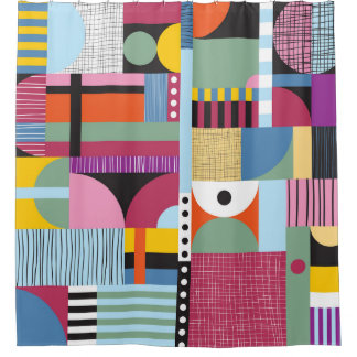 Cortina Para Box Scandinávia Colorida: Mistura De Padrões Cheerful.