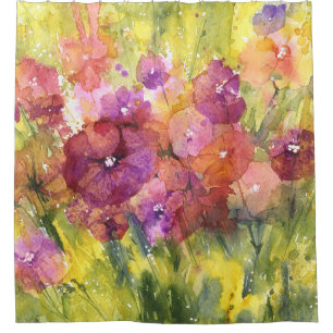Cortina Para Box Scarlet Lilac: Vintage Garden Watercolor.
