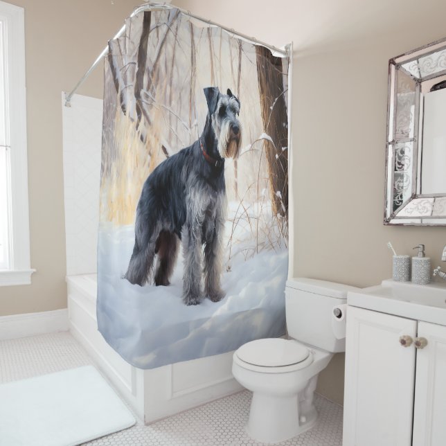 Cortina Para Box Schnauzer Deixe Nevar Natal (In Situ)