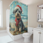 Cortina Para Box Schnauzer Dog Christmas Vintage Beach<br><div class="desc">Traga o calor dos feriados para a costa com esta charmosa design inspirada na vintagem, que apresenta um cão festivo sentado numa praia serena. Com um clássico toque de feriado de tons nostálgicos e vibrações costeiras, esta trabalho de arte captura a magia do Natal pelo mar. Perfeito para espalhar alegria...</div>