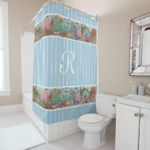 Sea Life Vintage Blue Ocean Fish Coral Monograma