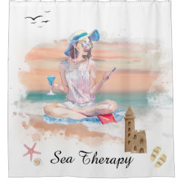 Cortina Para Box *~* Sea Therapy Beach Young Girl Music AR29