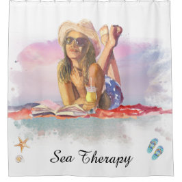 Cortina Para Box *~* Sea Therapy Beach Young Girl Sun bathe AR29