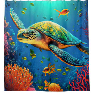 Cortina Para Box Sea Turtle Beach House Oceânica Marine Life