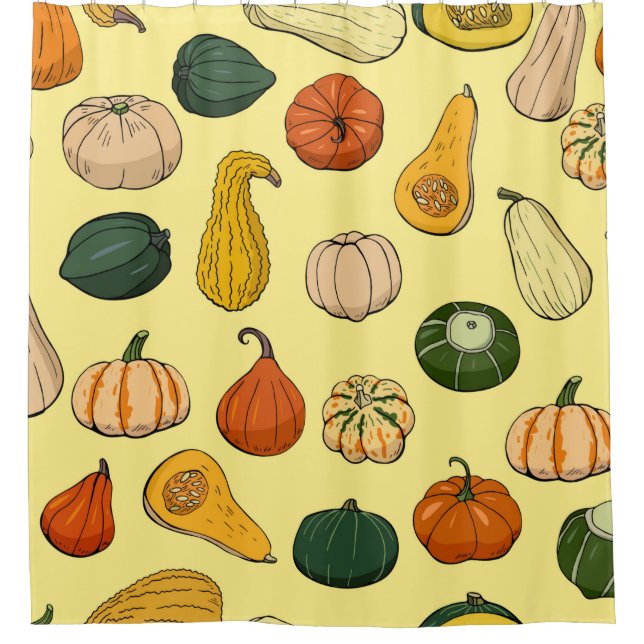 Cortina Para Box Seamless pattern with different hand drawn squashe (Frente)