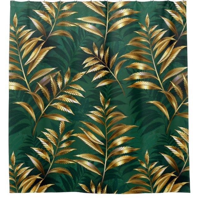 Cortina Para Box Seamless pattern with golden ferns (Frente)