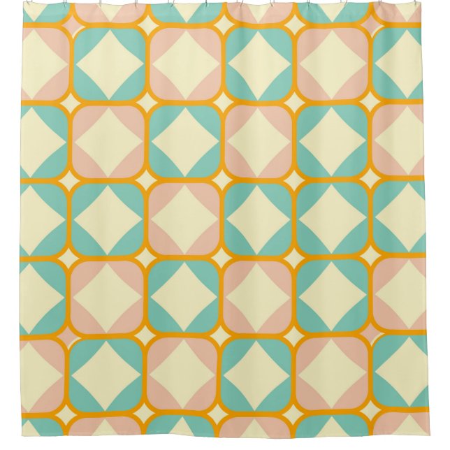 Cortina Para Box Seamless retro pattern with rounded squares (Frente)