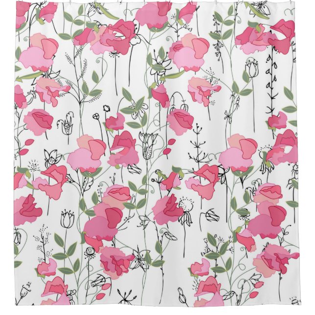 Cortina Para Box Seamless season pattern with sweet pea. Endless te (Frente)