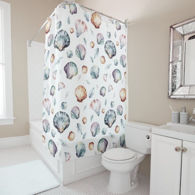 Cortina Para Box Seashell Ocean Beach Sea Shell Design 358 (In Situ)