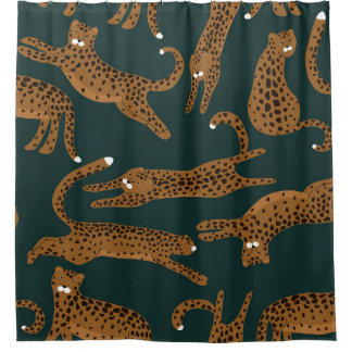 Cortina Para Box Selva Leopardo: Impressão Animal Vintage.