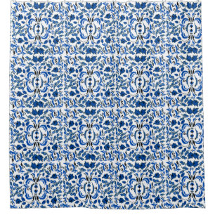 Cortina Para Box Sensação antiga de belo padrão azul e branco