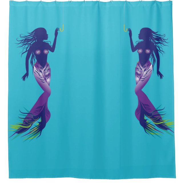 Cortina Para Box Sereia e gancho de Ouro (Frente)