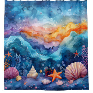 Cortina Para Box "Serenata Oceânica de Aquarela"