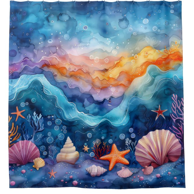 Cortina Para Box "Serenata Oceânica de Aquarela" (Frente)