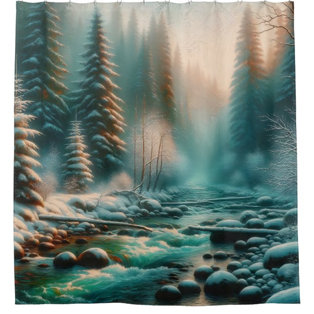 Cortina Para Box "Serene Winter River Scene" (Frente)