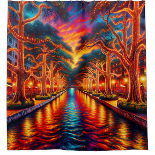 Cortina Para Box "Serenidade Crepúsculo: San Antonio Riverwalk"