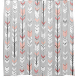 Cortina Para Box Setas mornas elegantes do rosa do branco cinzento