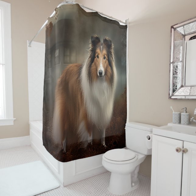 Cortina Para Box Shetland Sheepdog Halloween Scary (In Situ)