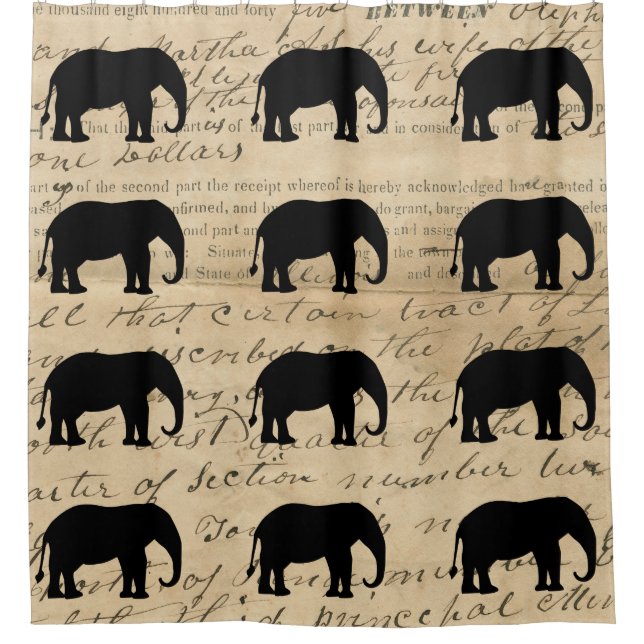 Cortina Para Box Silhueta de Elefante Russo Ephemera Deed, de 1840 (Frente)