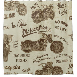 Cortina Para Box Silhuetas de motocicletas Vintage: moto sem costur