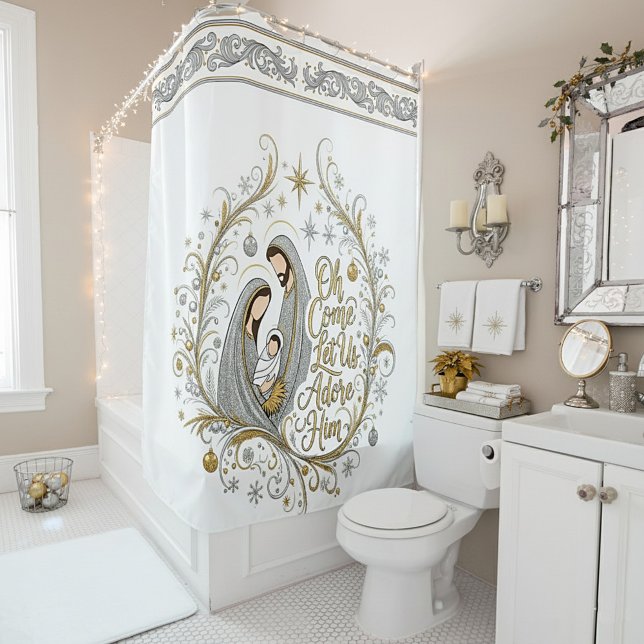 Cortina Para Box Silver and gold nativity Christmas (Criador carregado)