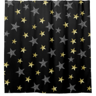 Cortina Para Box Silver e Douradas estrelas Black Hollywood Star Gl