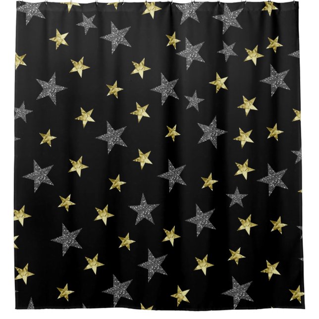 Cortina Para Box Silver e Douradas estrelas Black Hollywood Star Gl (Frente)