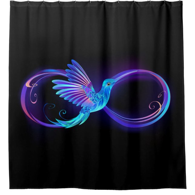 Cortina Para Box Símbolo Neon Infinity com Hummingbird brilhante (Frente)